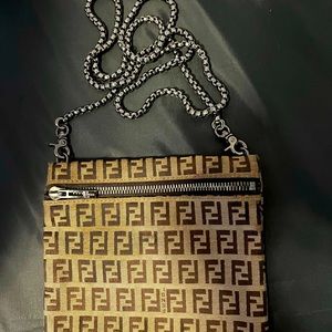 Authentic Fendi Zucca Canvas Pouch Crossbody